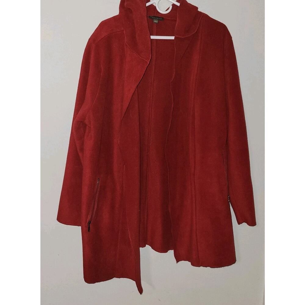Apropos blend Boiled Wool Openbutton Close Hoody XL Sweater red Zipper Pockets W